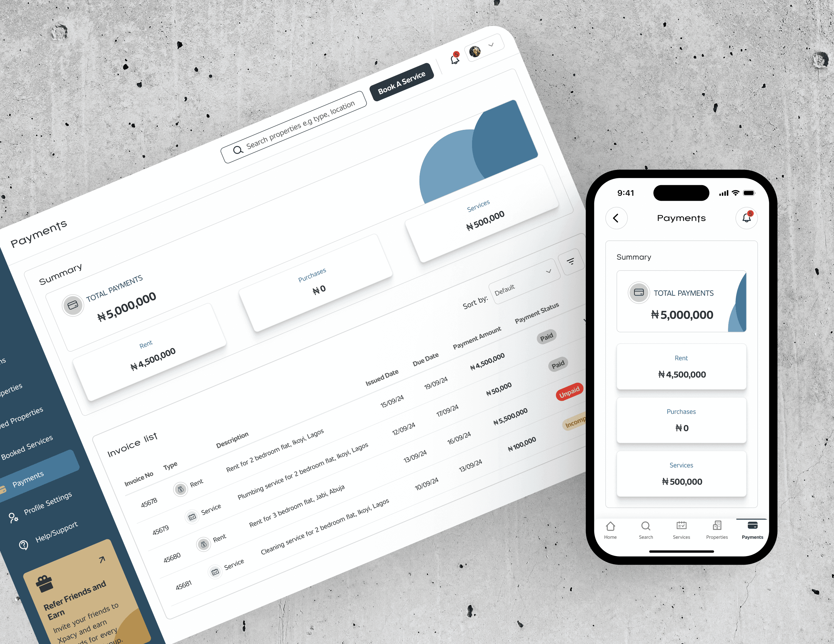Product design- real estate web and mobile app