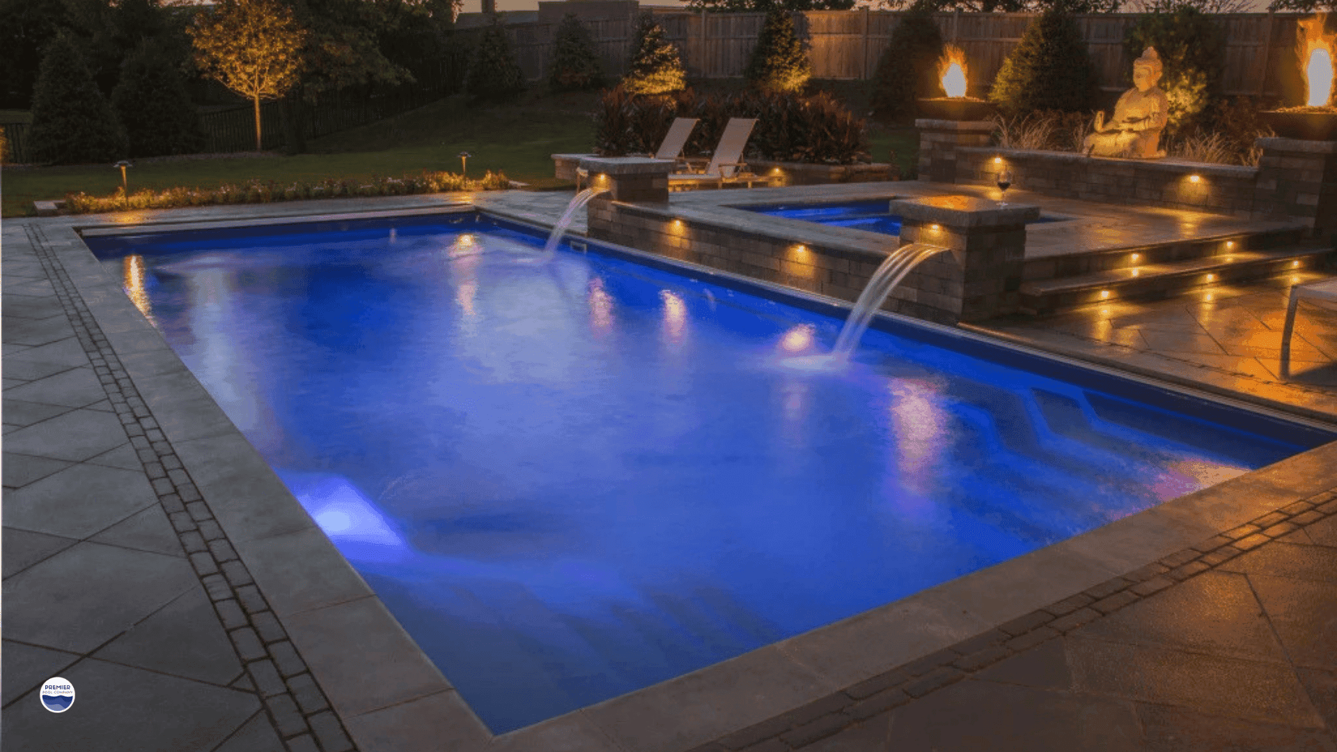 Luxury Ohio backyard featuring premium fiberglass pool upgrades designed for long-term enjoyment