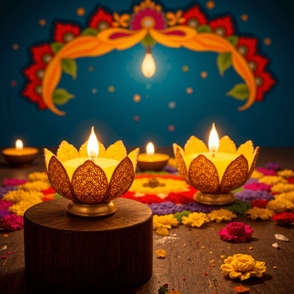 product photography of decorative candle holder with LED candles