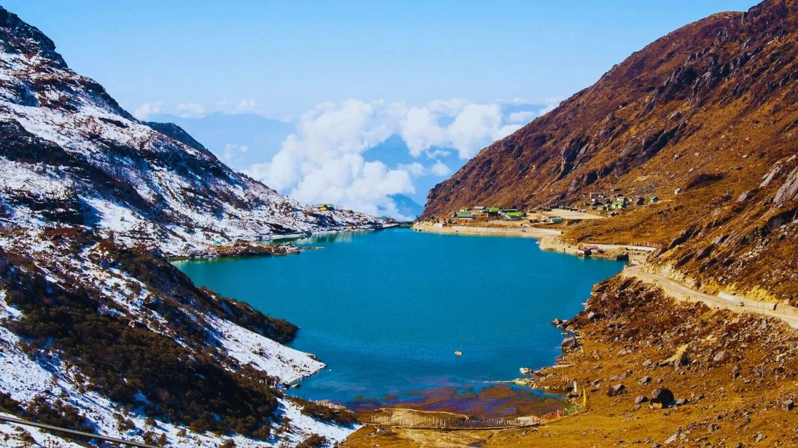 Blue alpine lake valley