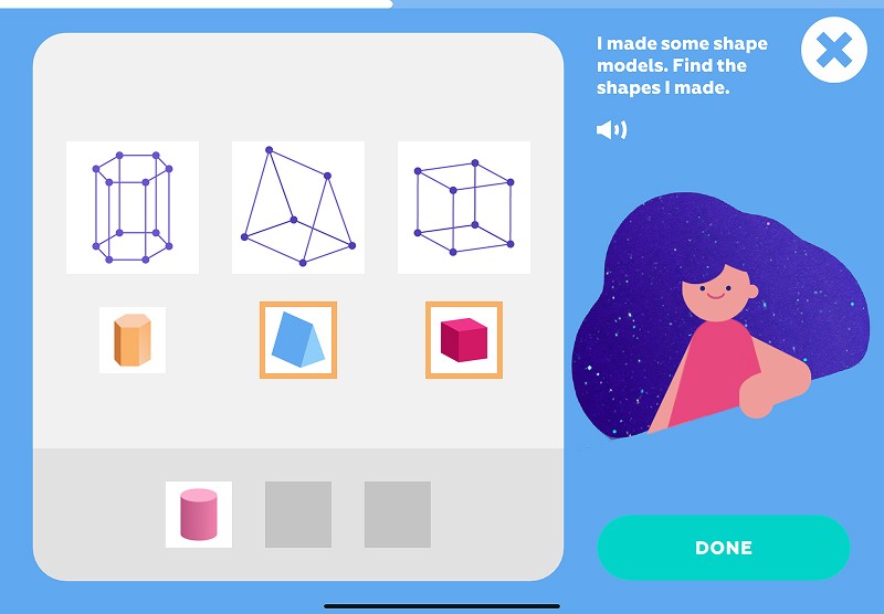 3D shapes: match solid shapes to their wireframe models