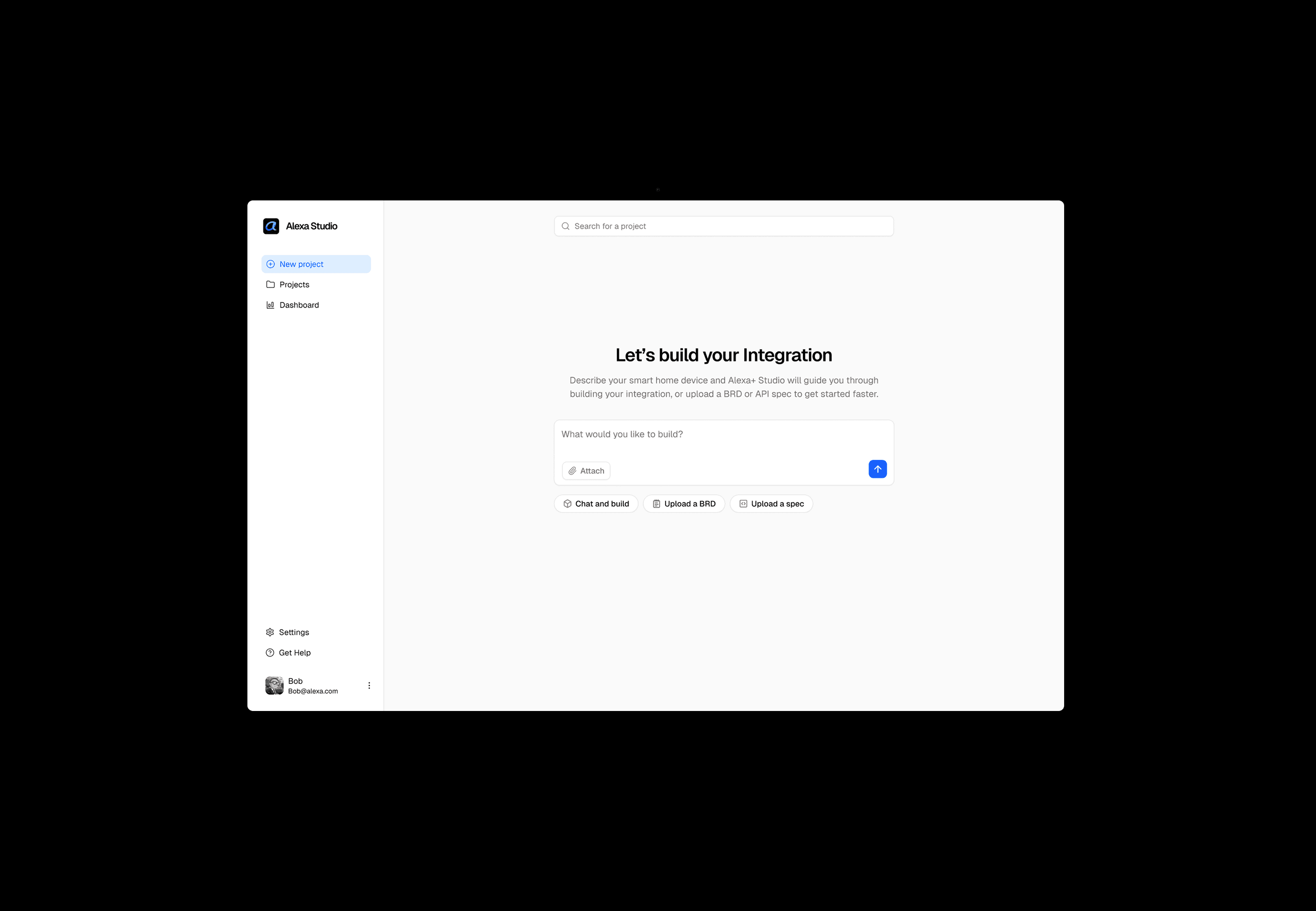 Developer experience final product- chat agent home screen