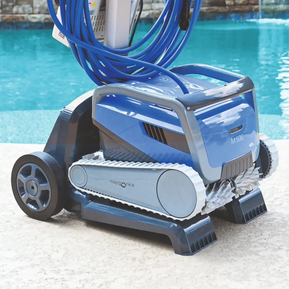 A picture of the m600 Dolphin cleaner on a caddy