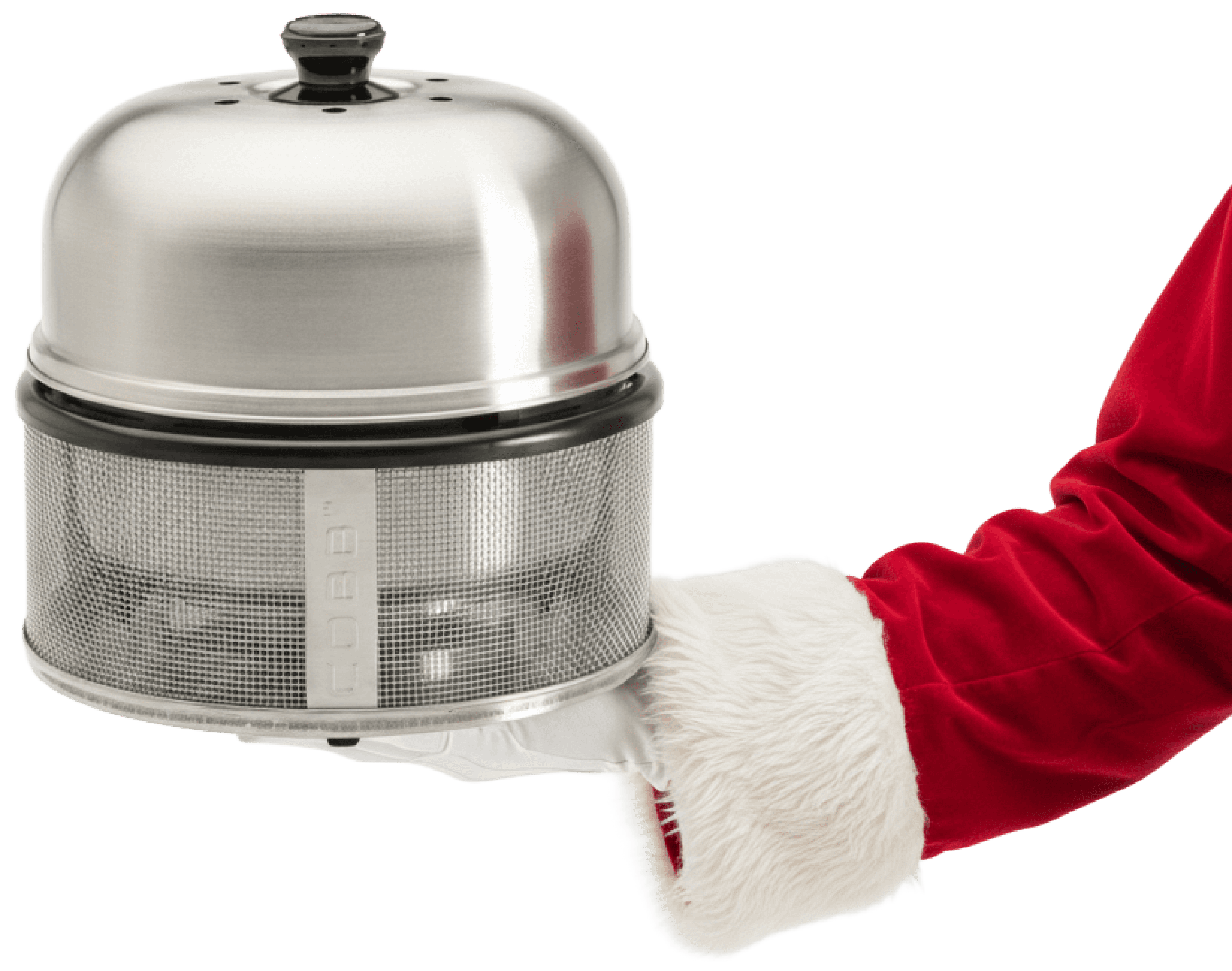 Brazo de Papa Noel sosteniendo una COBB