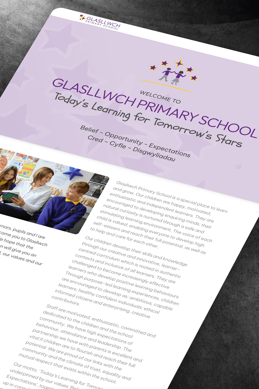 Glasllwch Primary School Website Mockup