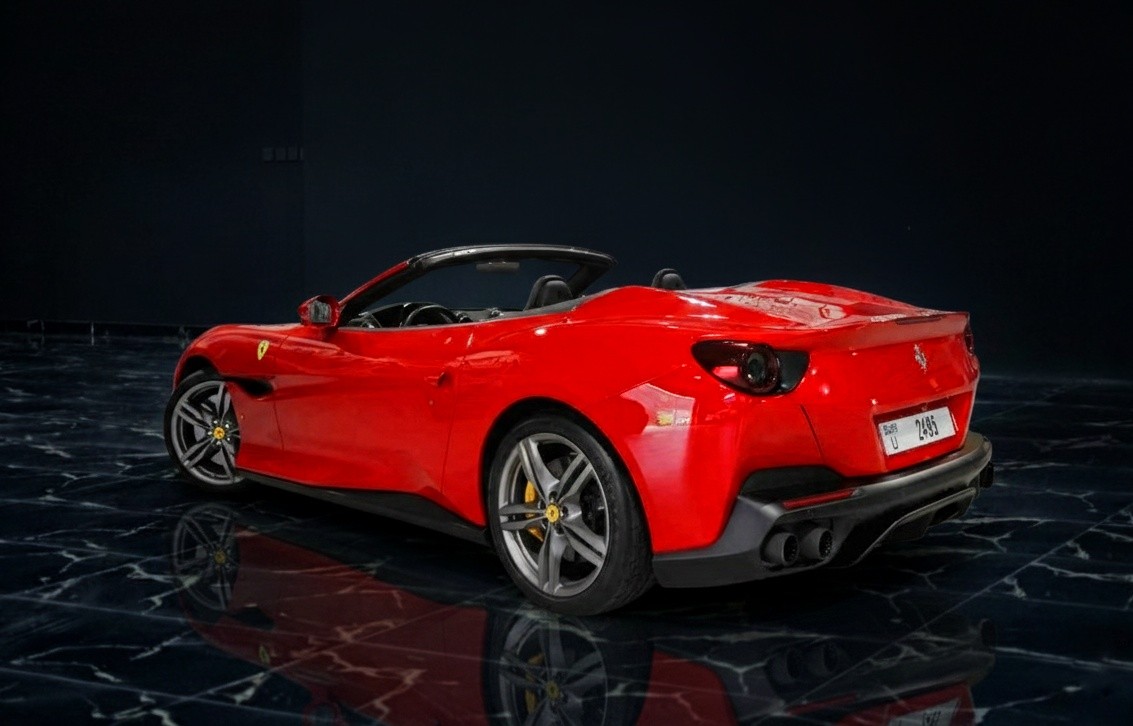 Ferrari Portofino open-top rear design perfect for premium convertible rental in Dubai