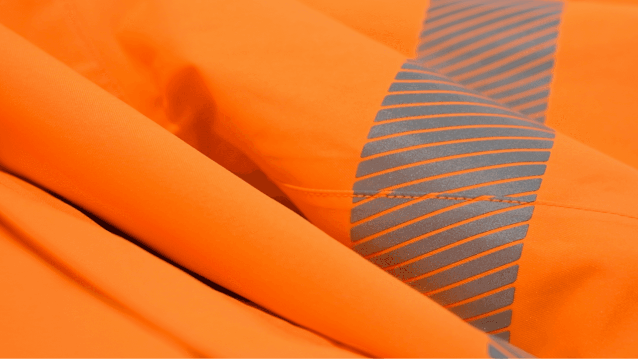 Orange Hi-vis made of recycable material.