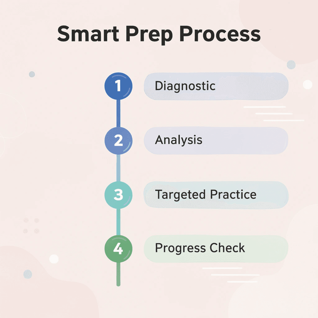  Four-step SAT prep process infographic