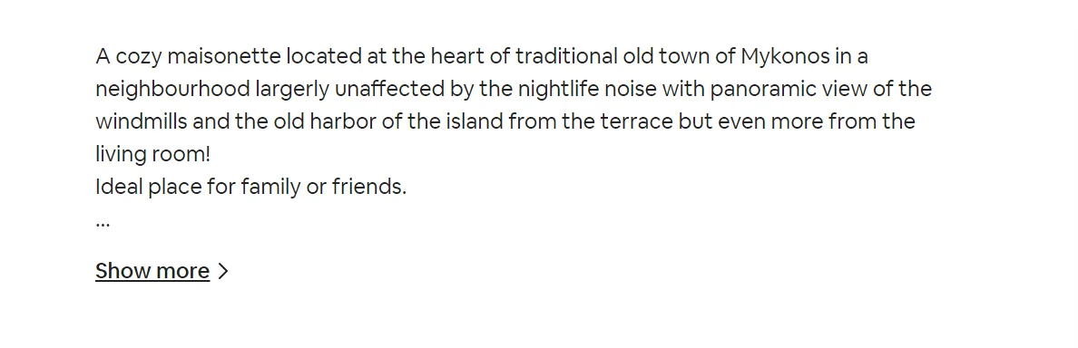 An example of airbnb seo description