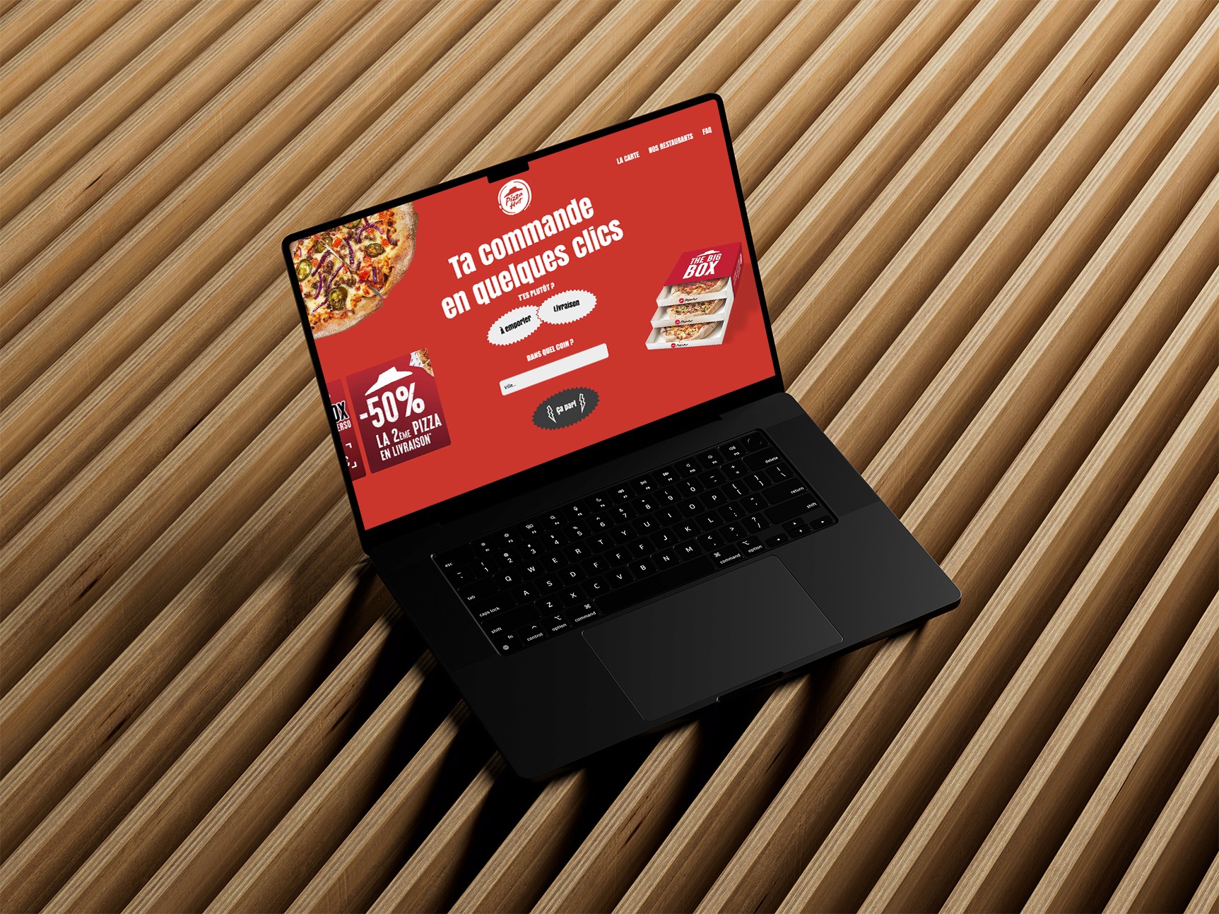 Refonte site web Pizza Hut landing page Figma mockup macbook