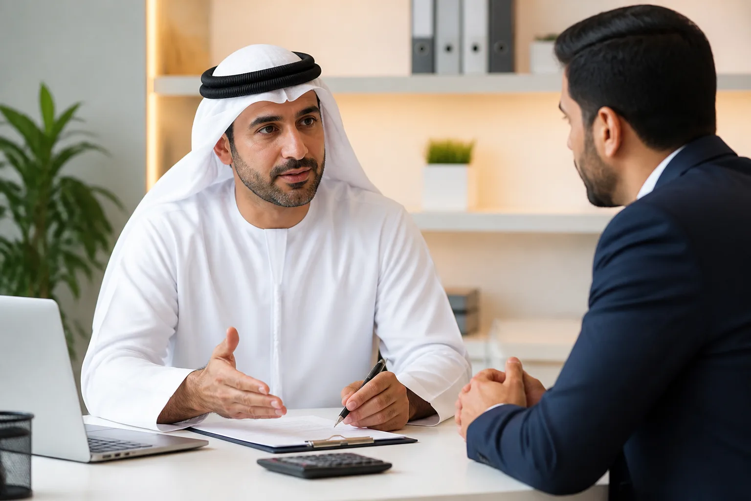End of Service Benefits for UAE Employers beside an HR dashboard with an employee list