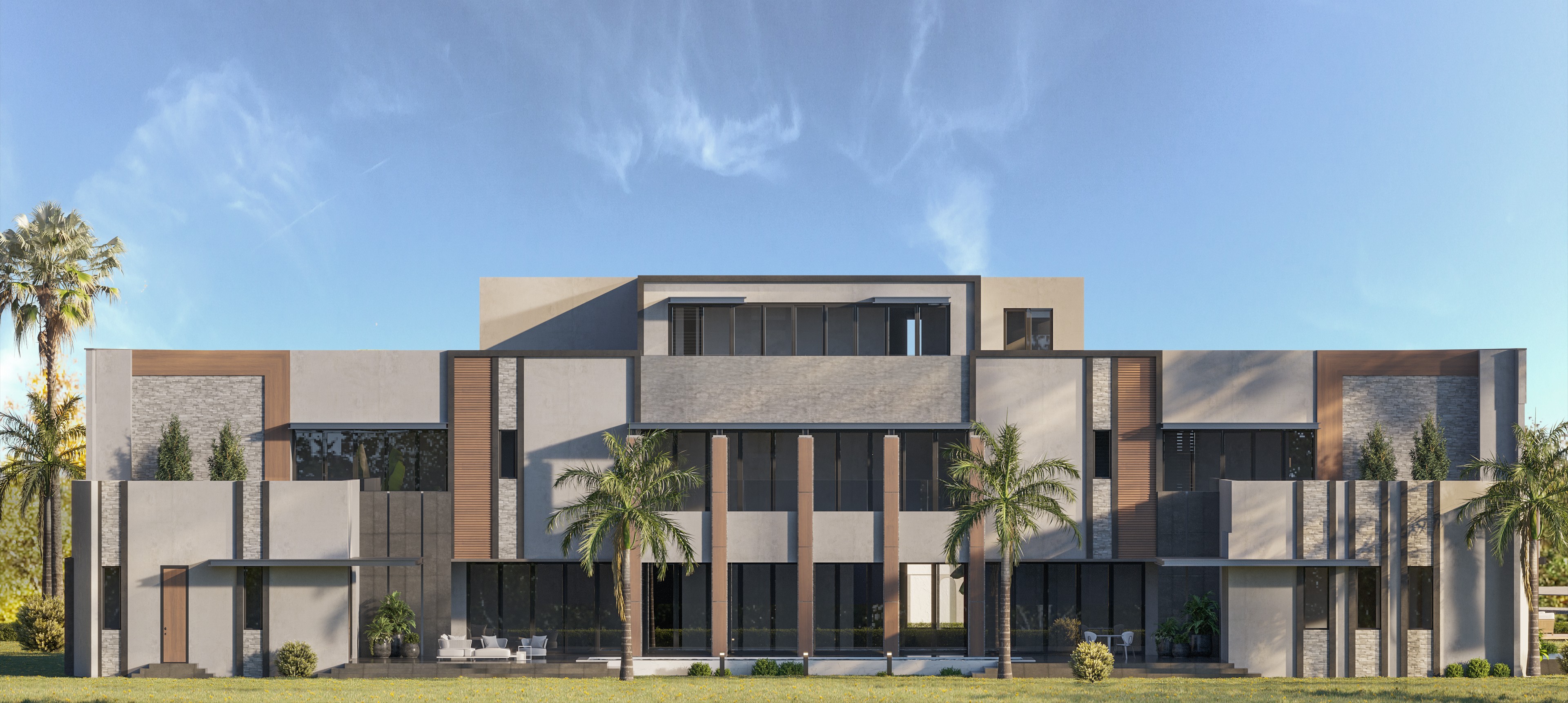 3D render of a modern building