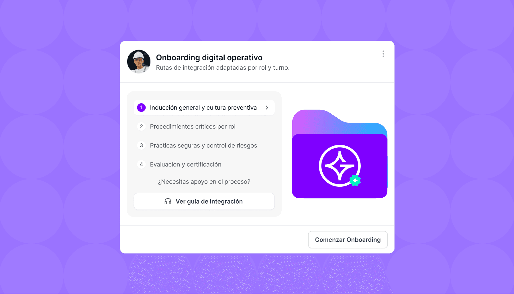 Image shows a graphic with a purple background, featuring text about an update and a small icon of a document.