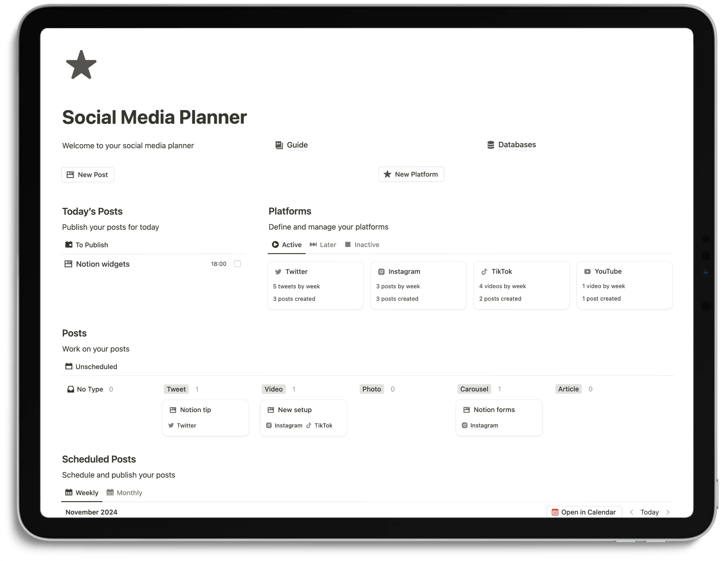 Notion Social Media Planner