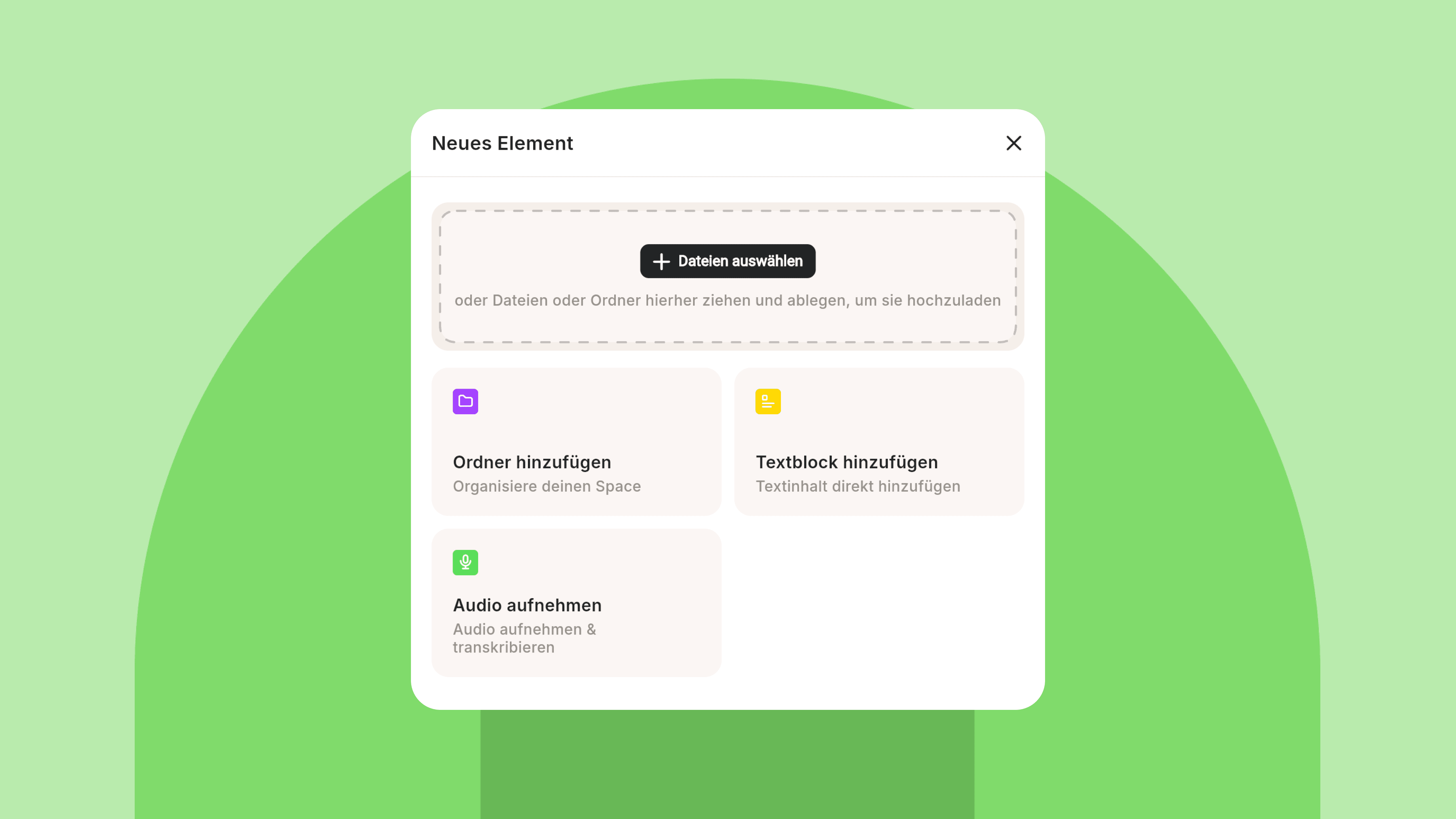 Drag&Drop Dokumente in winkk AI.