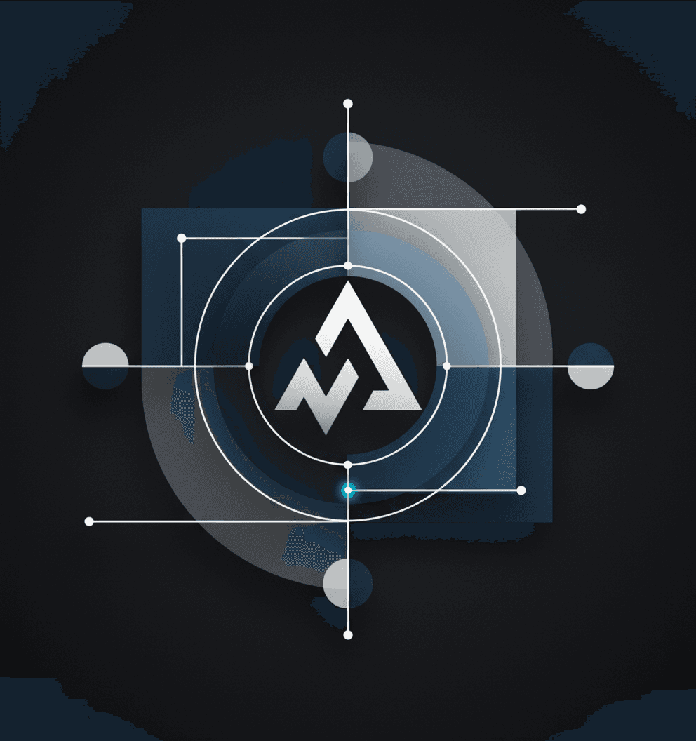 Minimalist geometric shapes illustrate trade tracking logic and conflict prevention using magic numbers.