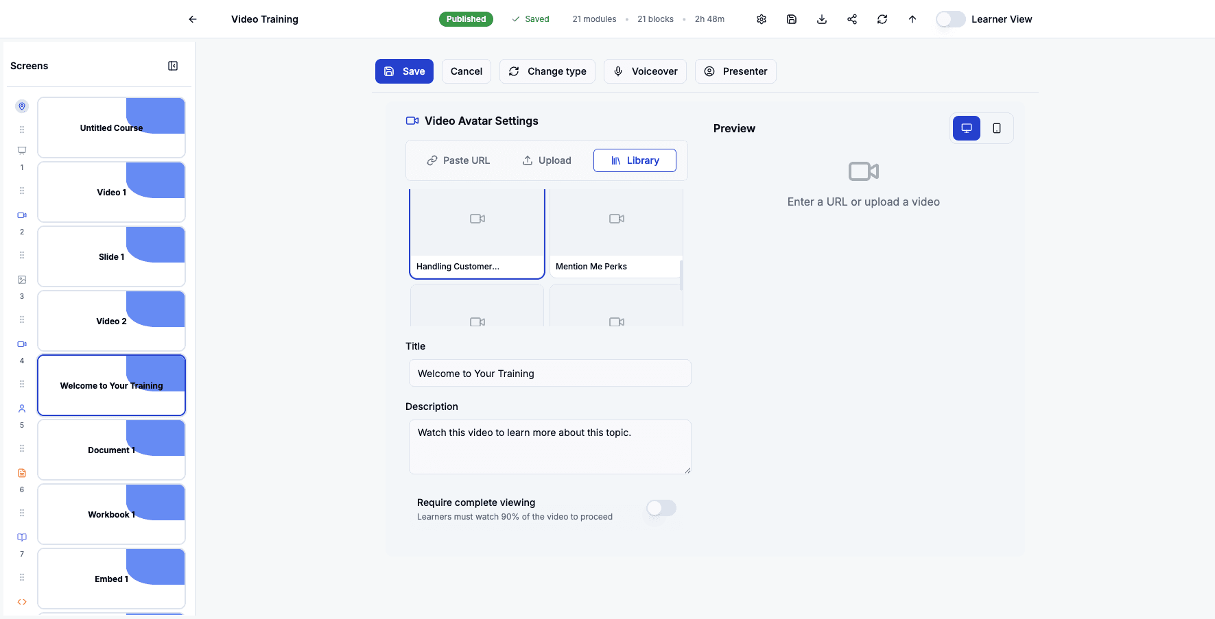 Select this avatar video from your library to replace the current one.
