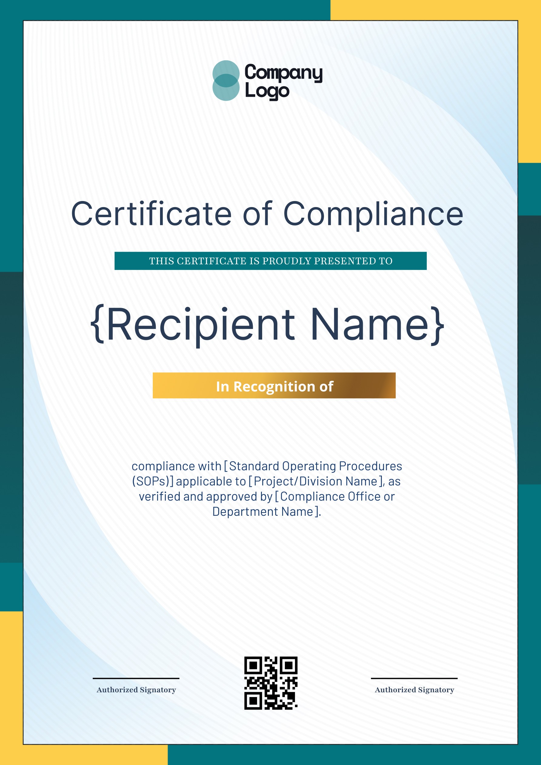 Wauld - Practical and professional compliance certificate template