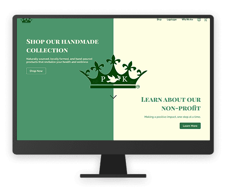 A screenshot of the finished home screen interface of the final prototype for the website redesign.