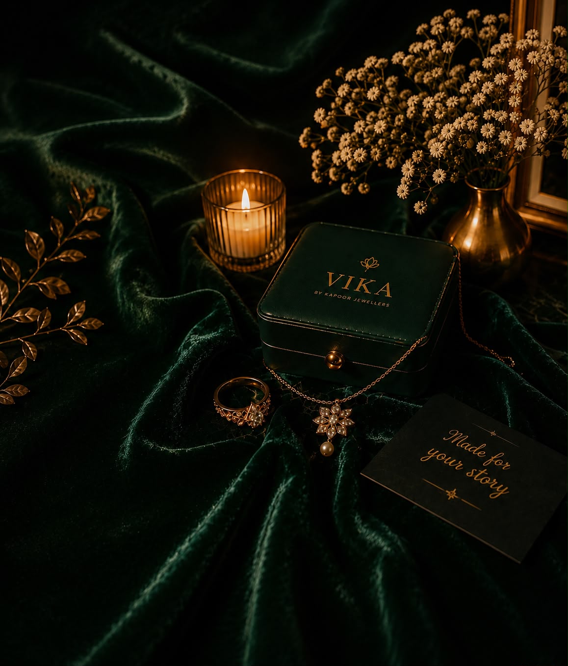 Elegant VIKA jewellery styling for the newsletter invitation.