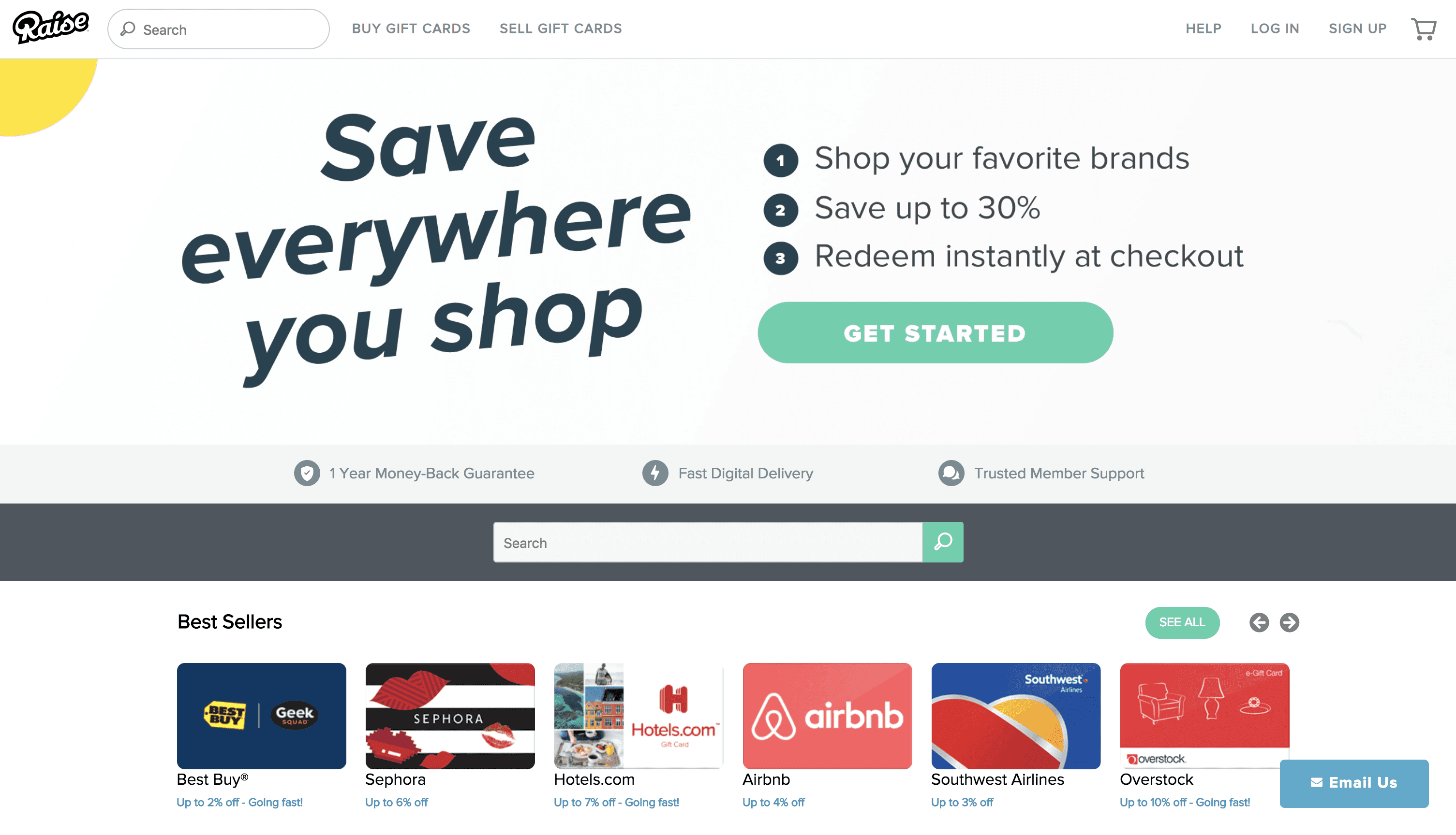 Image of Raise.com homepage