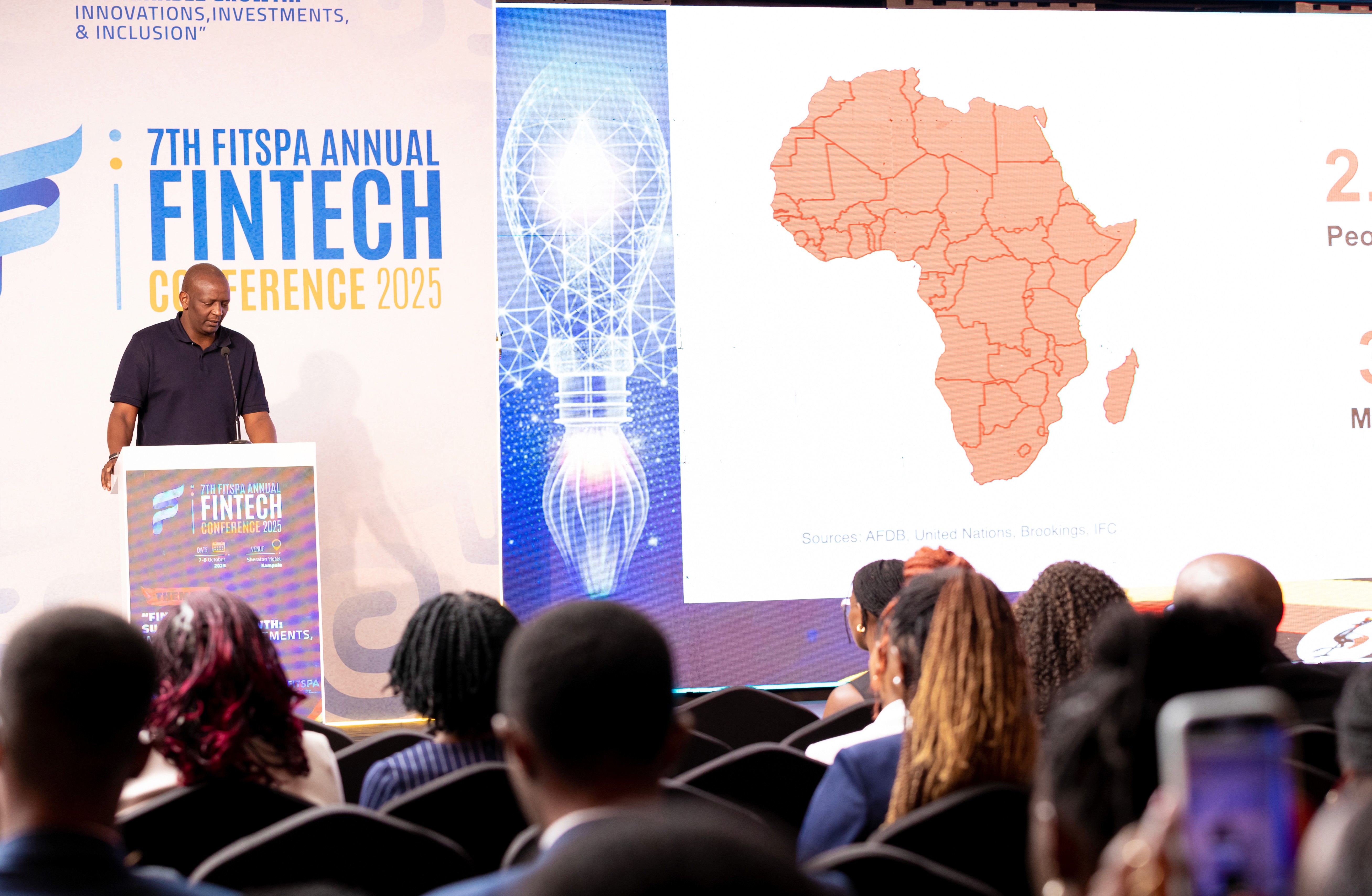 Mr. Sitoyo Lopokoiyit MBS, CEO of M-PESA Africa delivers a keynote address at the conference.