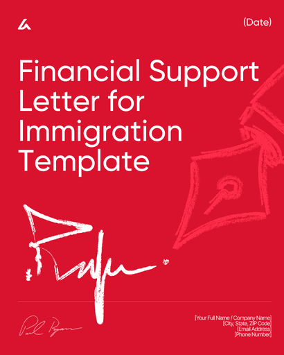 Financial Support Letter for Immigration Template