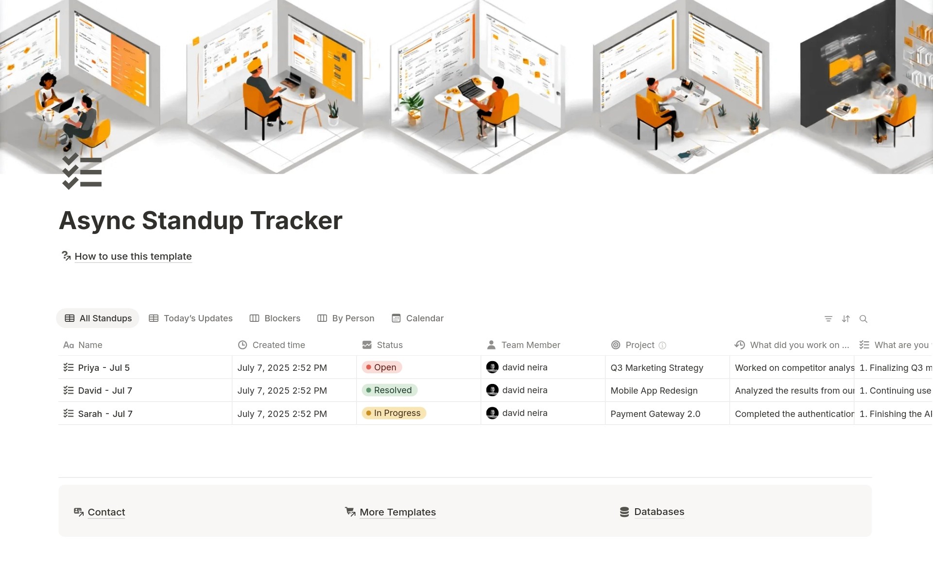 Async Standup Tracker Dashboard Screenshot