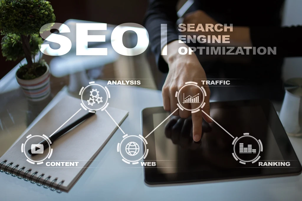 SEO Tampa strategy showing content, analysis, traffic, ranking, and digital marketing optimization