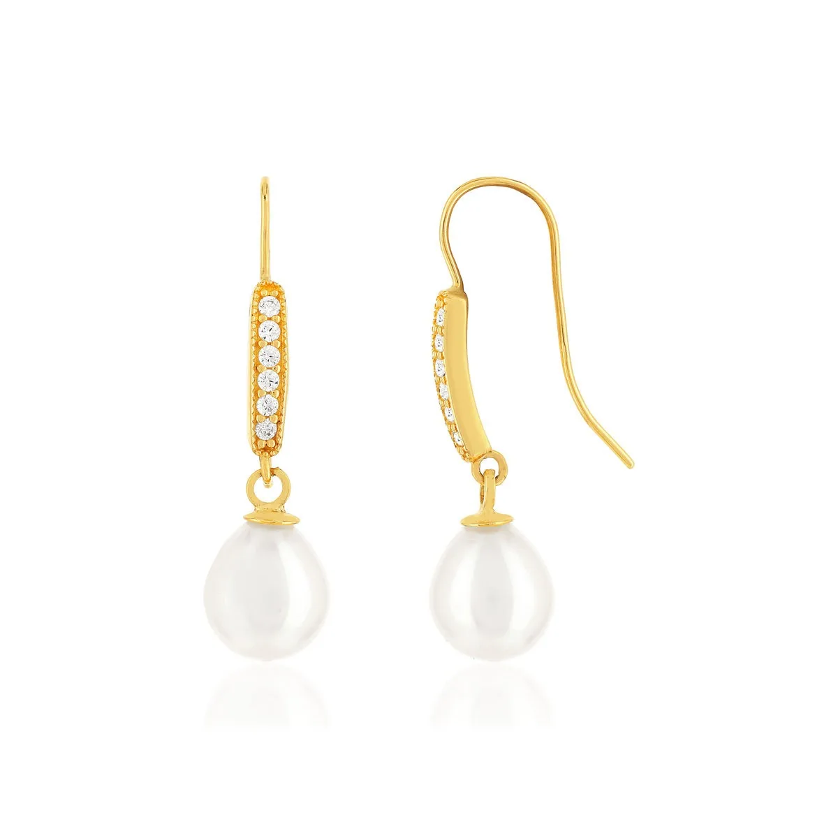 Boucles d'oreilles en or jaune 375 sertie de perles