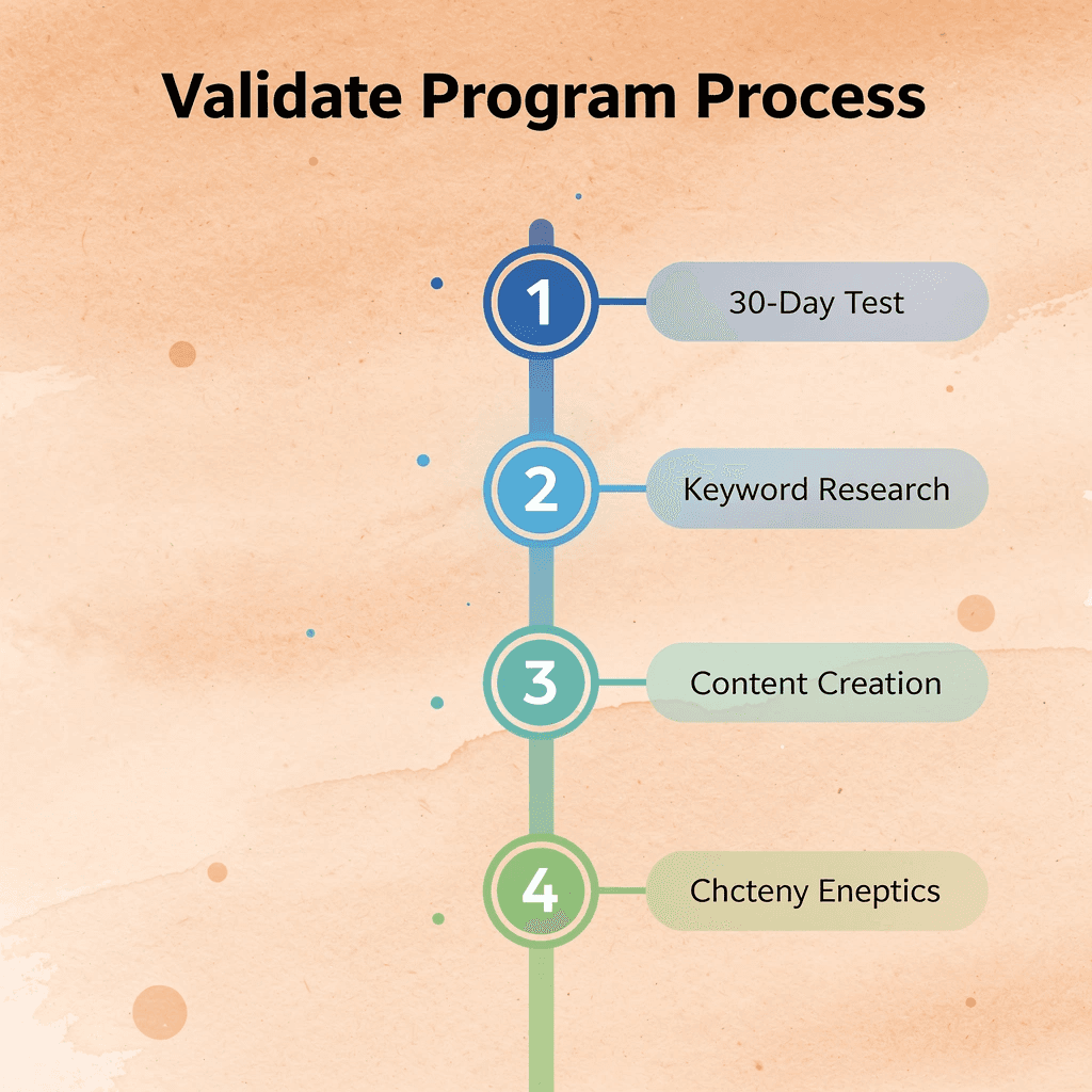 Four-step process for the SEO validation program
