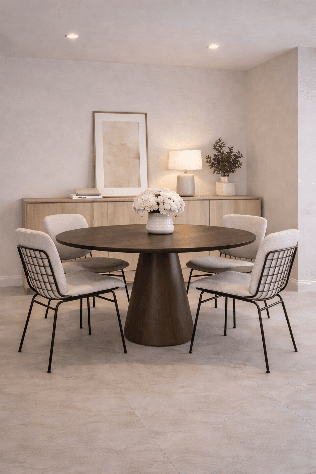 modern open lounge with palm trees outside