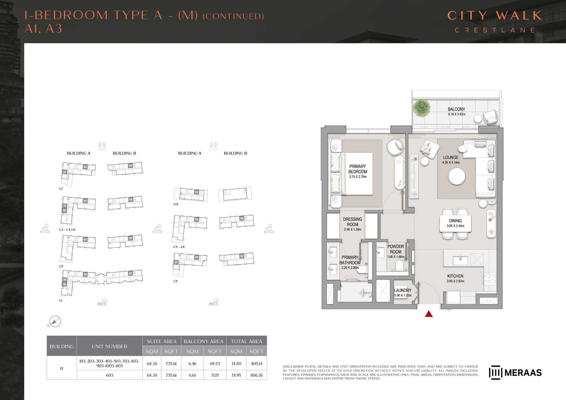 Crestlane at City Walk Floor Plan 1BR