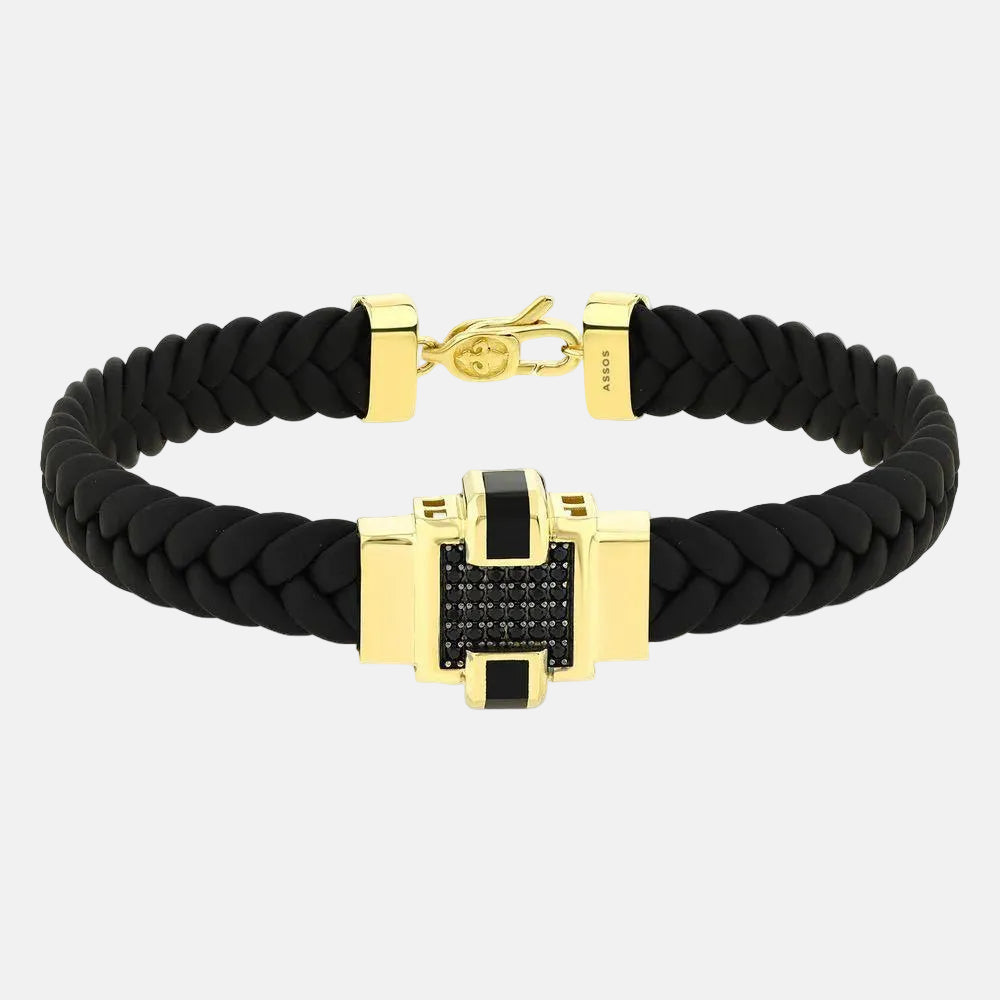 Assos Pırlanta 14 Ayar Altın Örgü Kordonlu Şık Erkek Bileklik