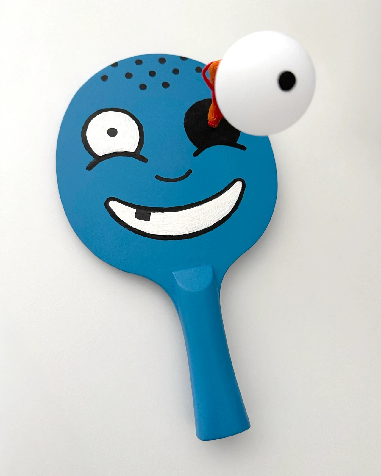 Painted table tennis paddle for Topsp!n Exhibition 2025