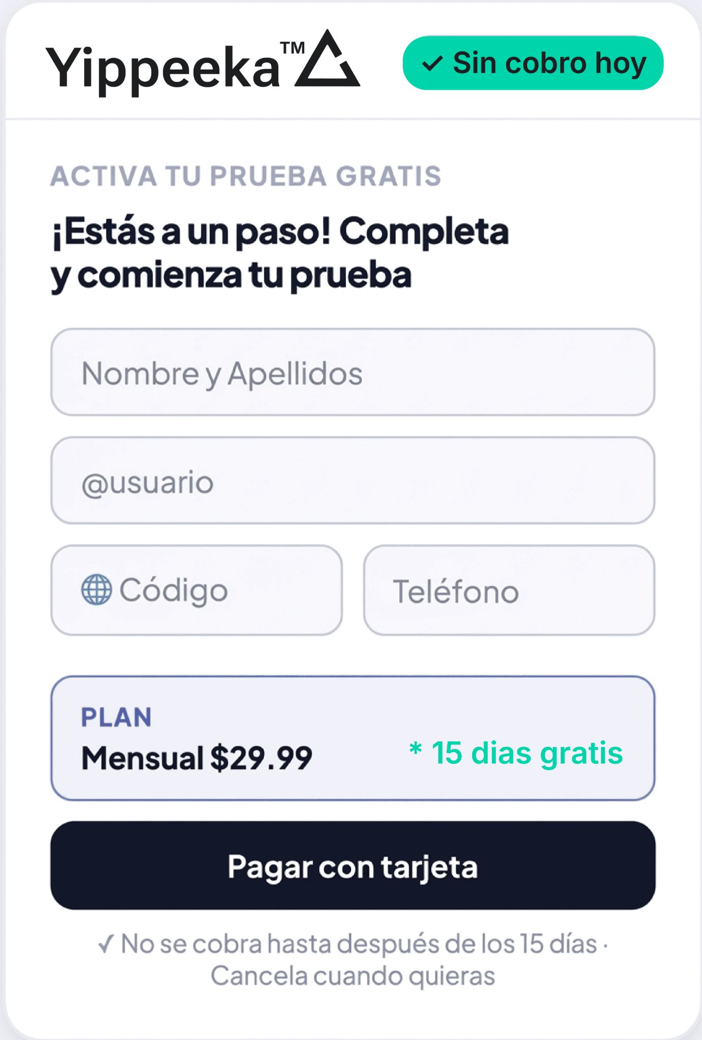 Pagina de suscripcion yippeeka