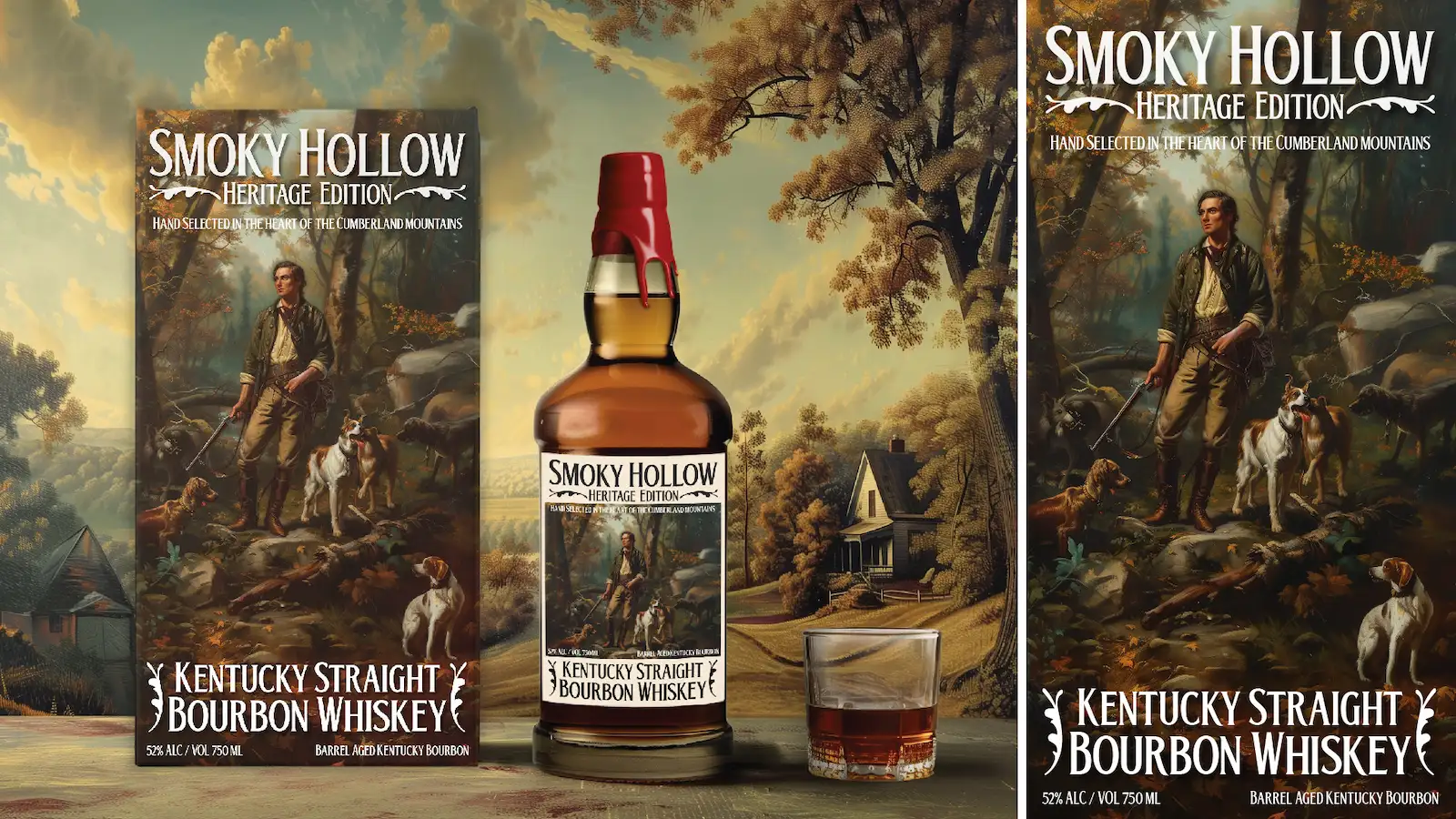 Smoky Hollow Whisky Bottle + Box Design