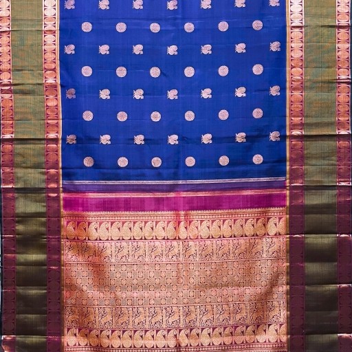 Royal Blue and Magenta Kanchivaram Silk Saree