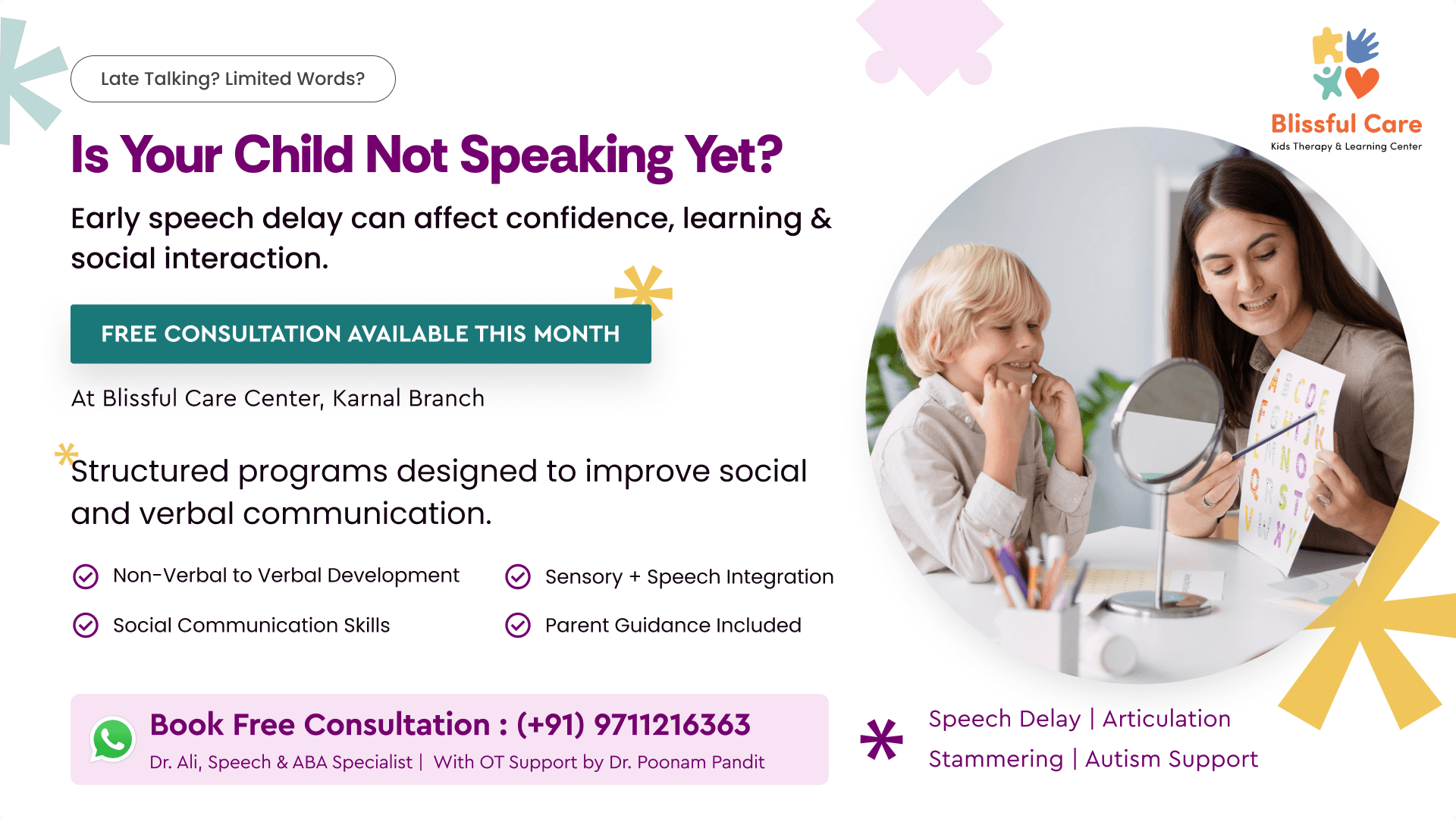 Child receiving developmental therapy at Blissful Care Center