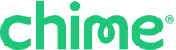 Chime logo, green lowercase text.