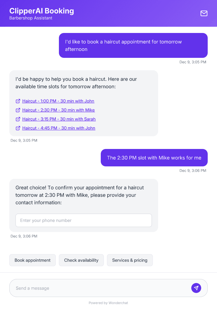 Barbershop Appointment AI Agent Template