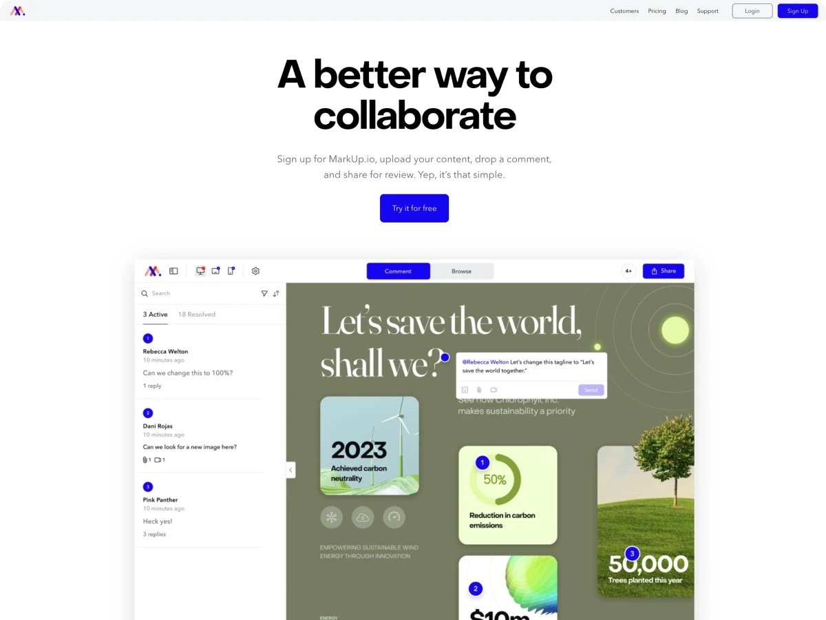 Screenshot of Merkup homepage