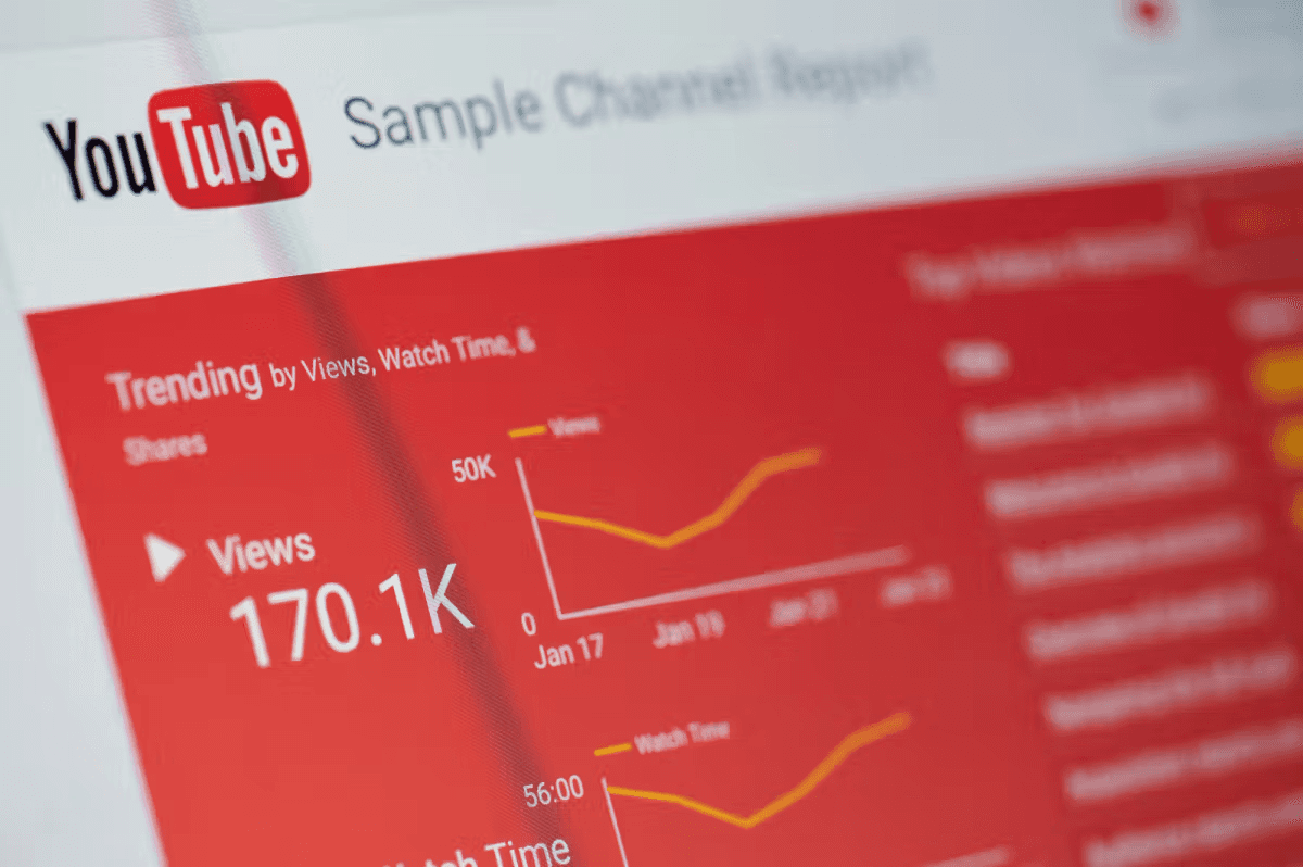 YouTube channel analytics report on screen - YouTube Average View Duration
