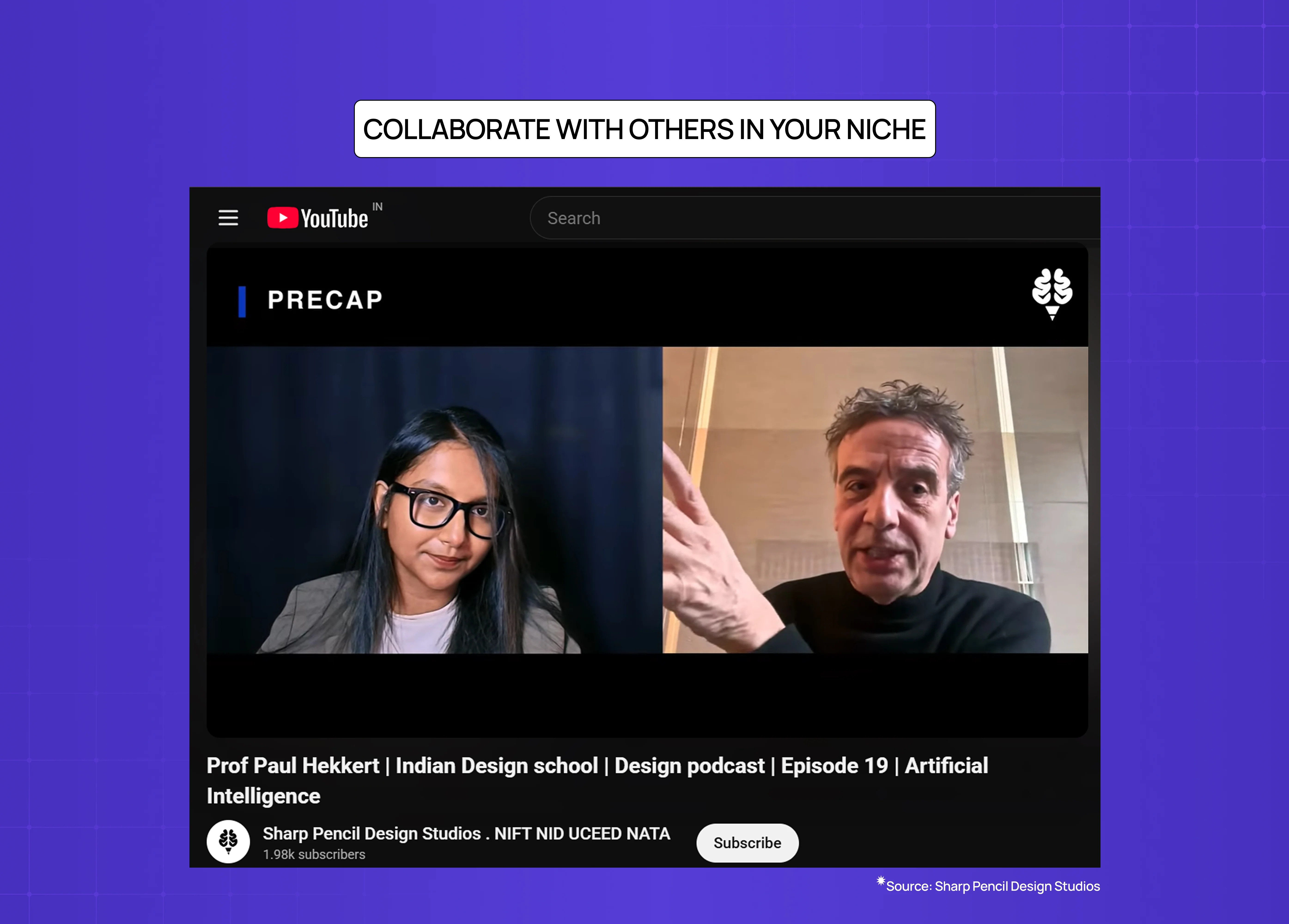 YouTube podcast interview showcasing collaboration and knowledge-sharing with experts in the design and AI industry.