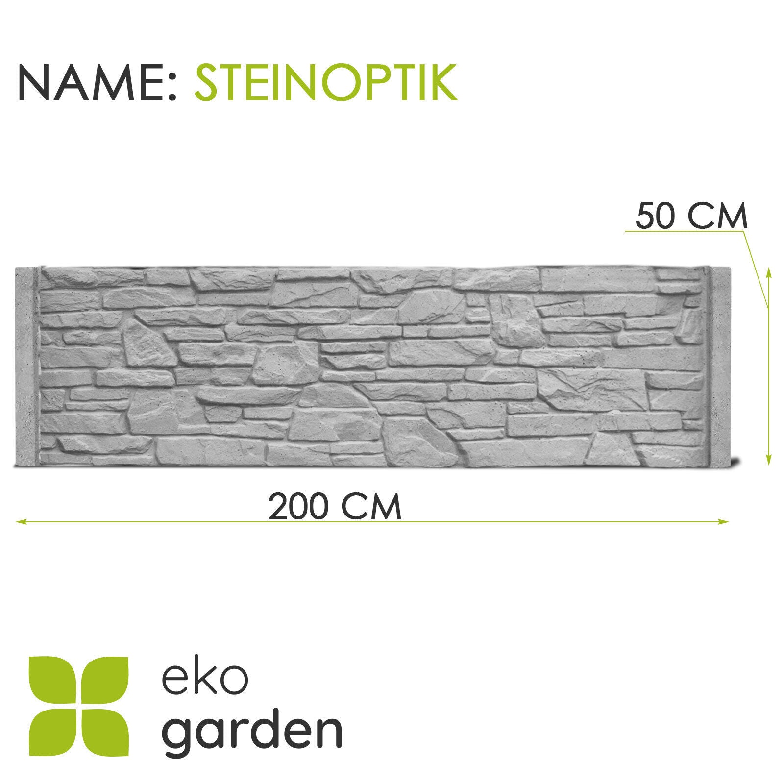 Betonplatte "Steinoptik" für Betonzaun