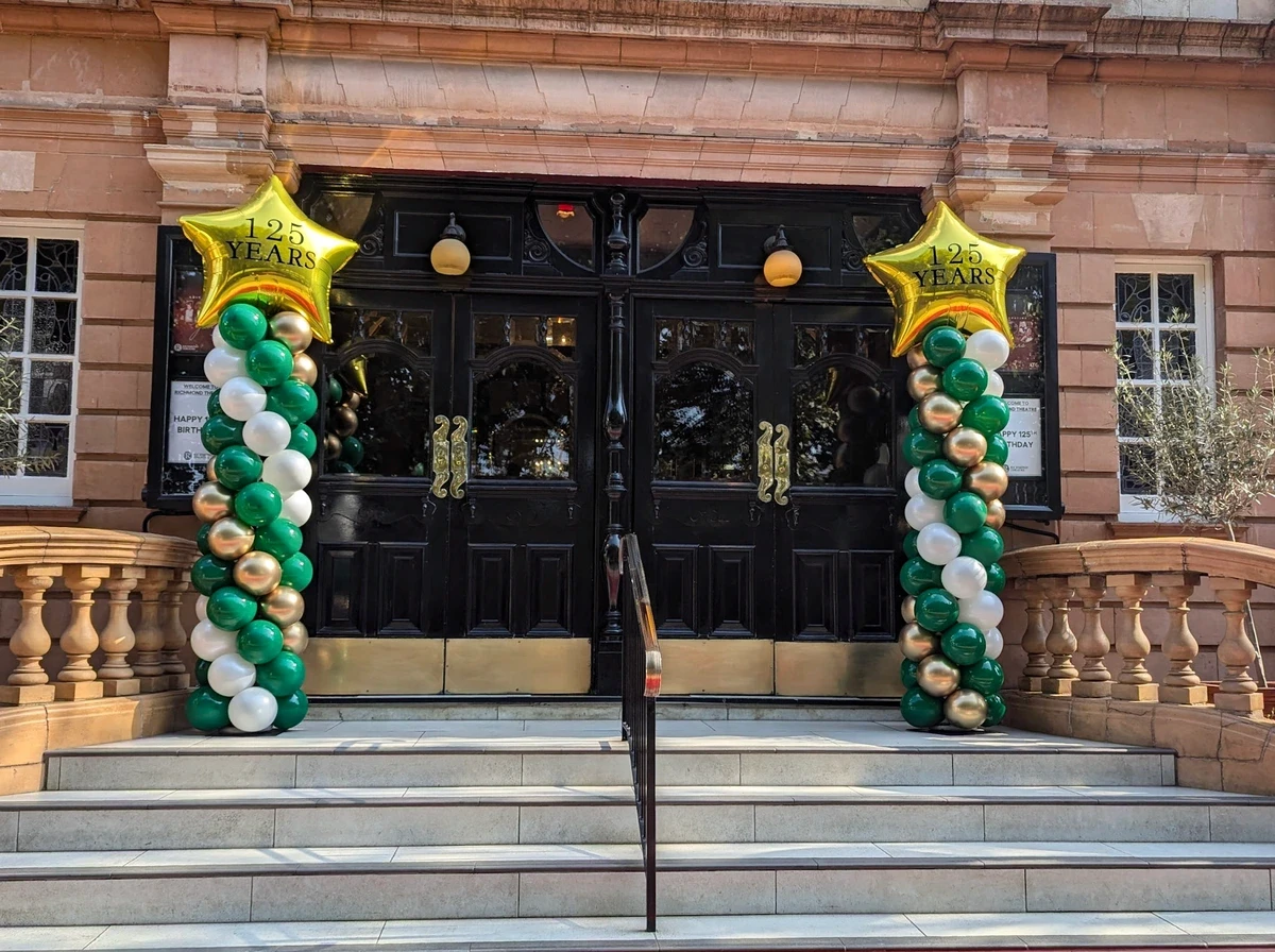 Tall corporate balloon stack for a business event
