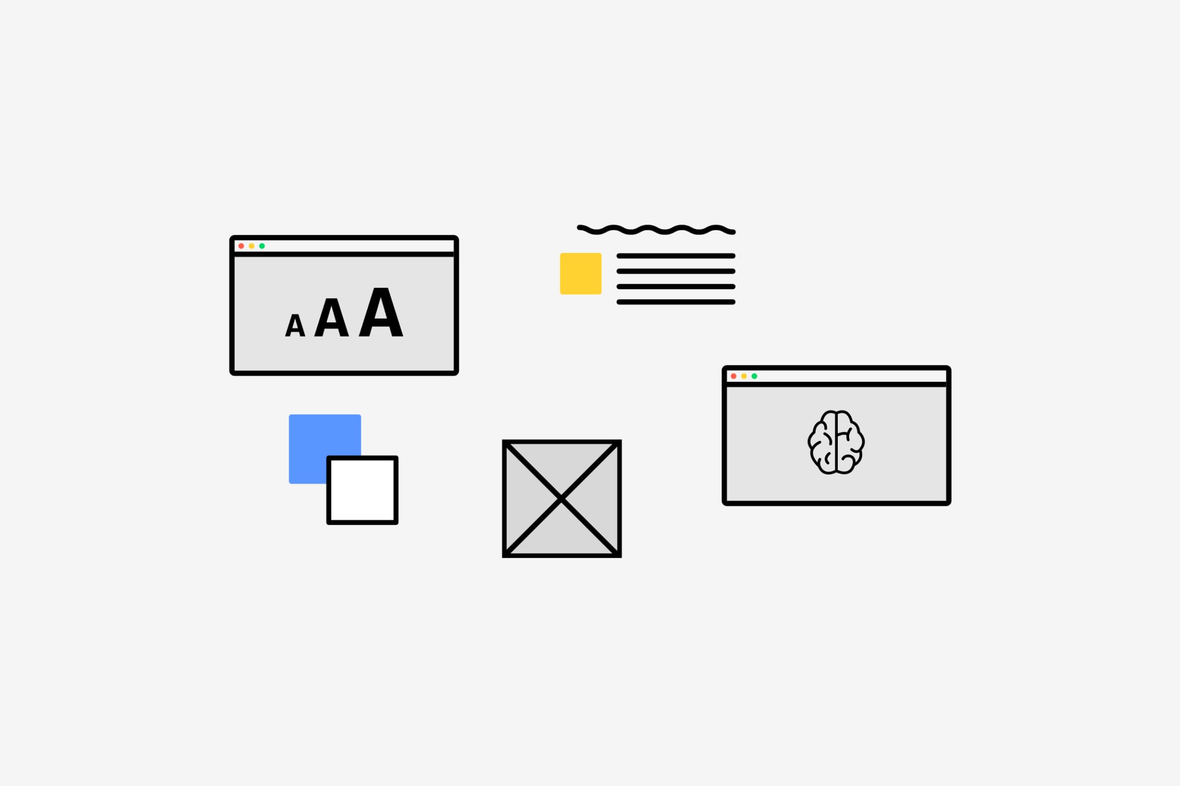 A collection of illustrated elements related to accessibility