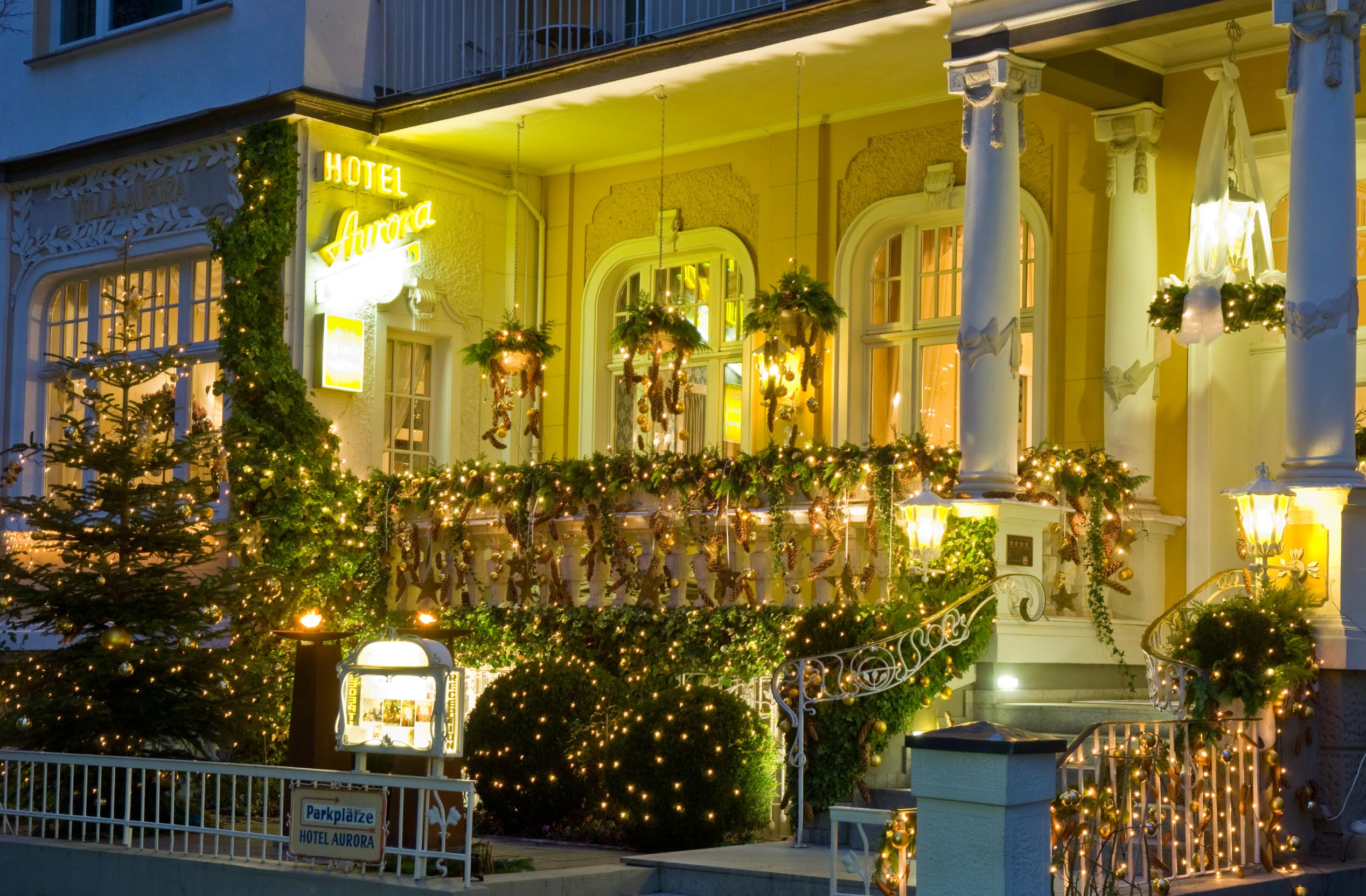 Villa Aurora von außen im Winter