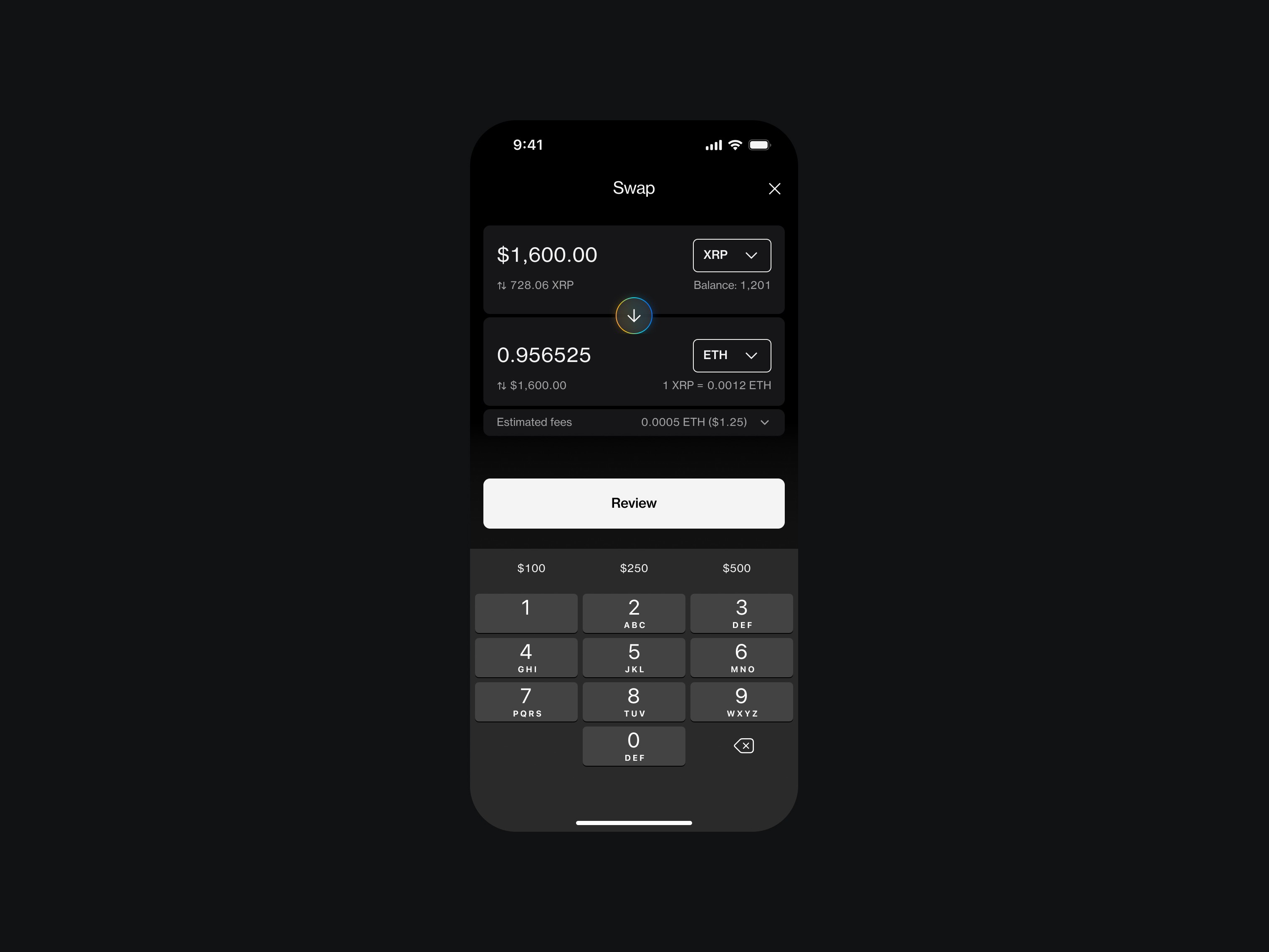 Crypto Investment Mobile App swap