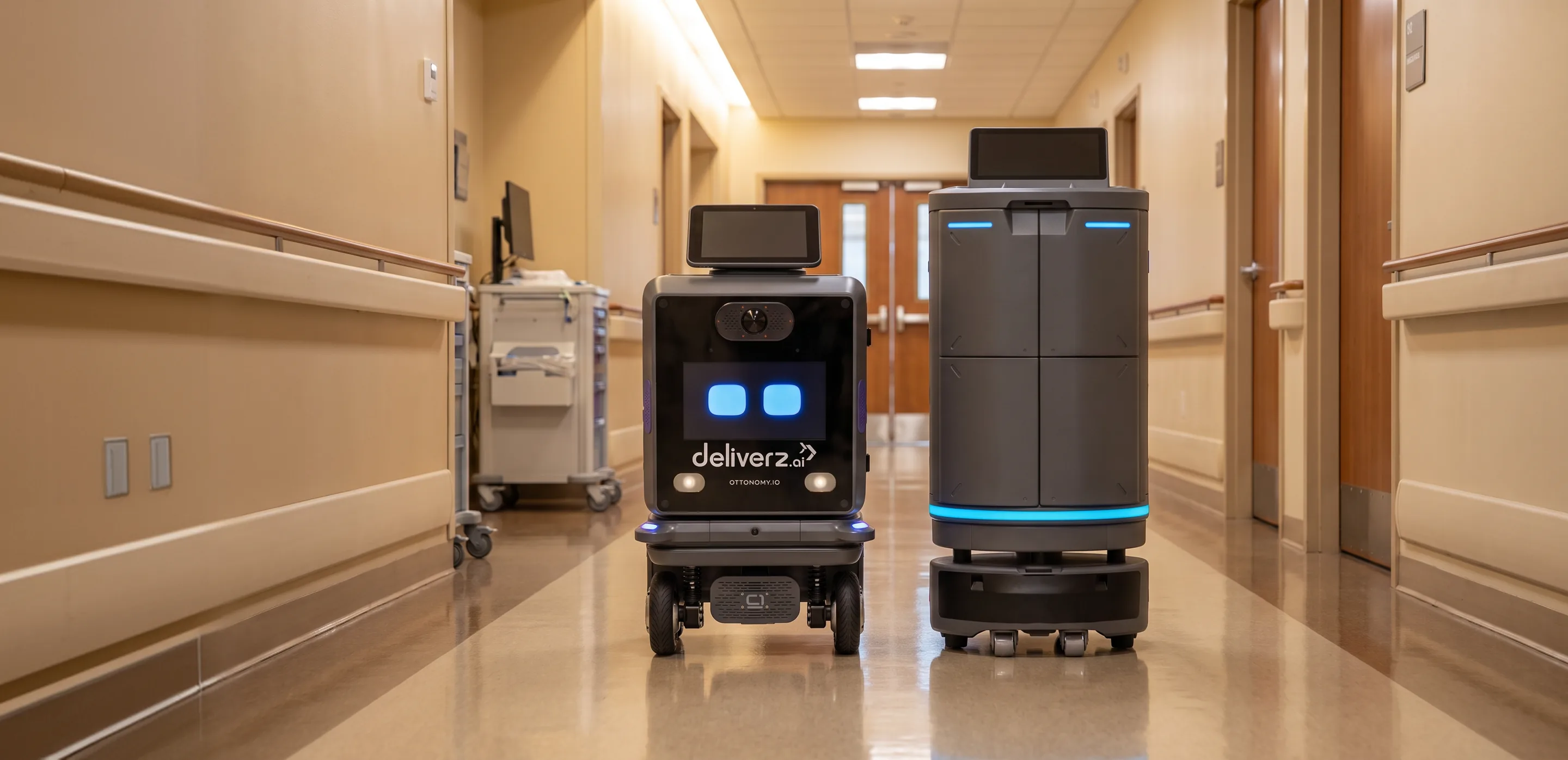 deliverz.ai autonomous delivery robots in a hospital